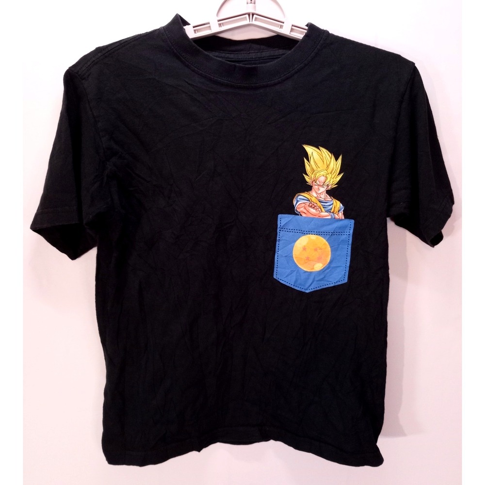 Dragonball Z Toei Animation SS Goku Faux Pocket Boy's T-shirt, Medium, Black